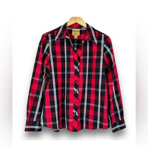 Investments Gold Label‎ Red Plaid Button Front Shirt 16W